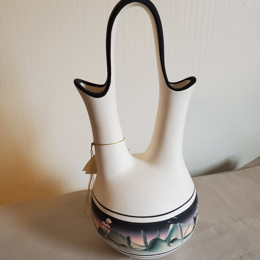 New west pottery wedding vase hand made and signed